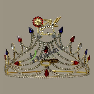 Masonic HOJ (Heroines Of Jericho) 12 Points Crown Beautifully Decorated Crown With Rhinestones Matron Crown With Free Crown Case