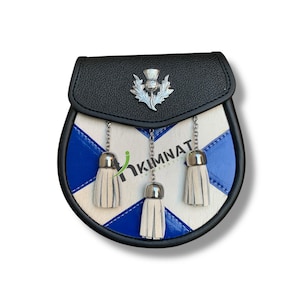 Herren Distle Badge Kilt Sporran: Scottish Saltire Flagge, komplettes Kleid