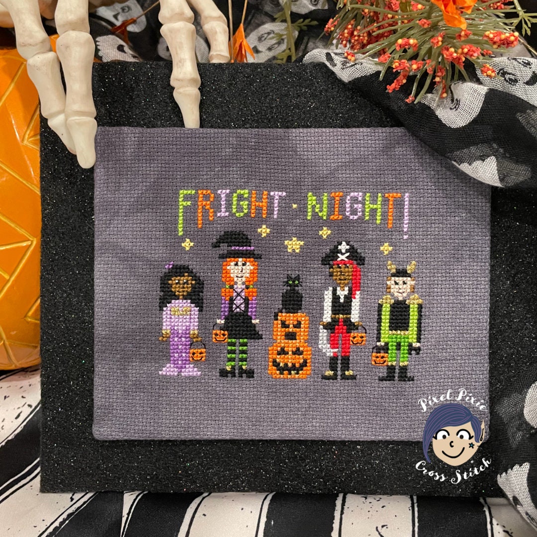 Trick or Treat Cross Stitch Pattern. Halloween Cross Stitch Pattern, Witch Halloween Cross