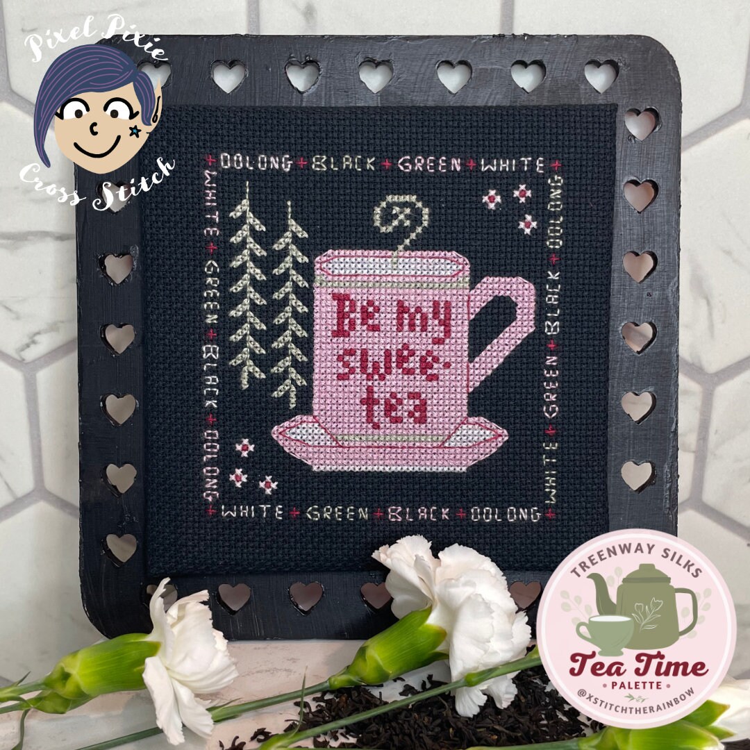 Valentines Cross Stitch Pattern, Tea Cross Stitch Pattern, Cute ...
