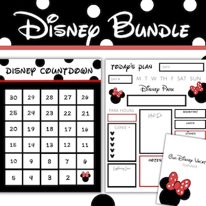 WDW 30 Day Countdown and Day Planner Bundle, Count Down the Days Until your Magical Vacation, Vacation Day Planner