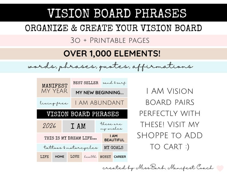 Vision Board Printable Cards to Manifest Abundance, Perfect for Journals and Vision Boards, Printable Affirmation Cards image 11