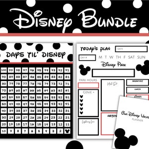 100 Day Countdown and Day Planner Printable Bundle, Count Down the Days Until your Magical Vacation, Vacation Day Planner and Countdown