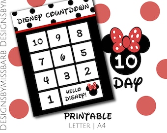 10 Day Vacation Countdown Printable, Minnie Countdown, 10 Days Until Your Magical Vacation