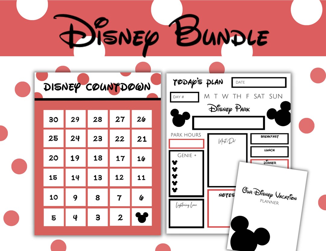 WDW Day Planner and 30-day Countdown Printable Bundle, Count Down the ...