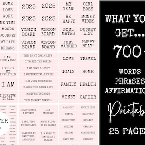 Vision Board Words, Phrases and Affirmations Printable, 25 Printable ...