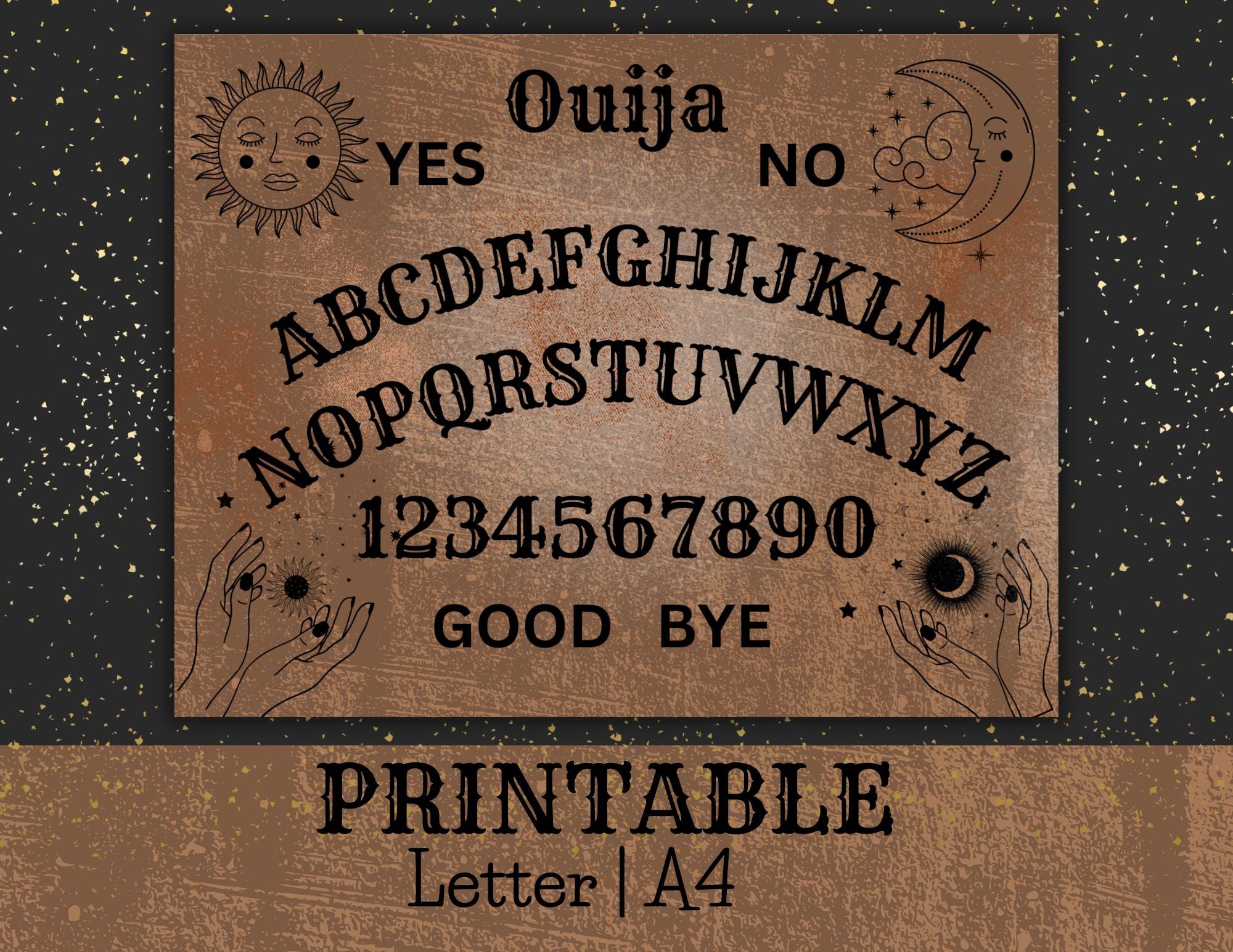 Printable Ouija Board for Parties, Decorations, Spells, Moon Rituals. Spiritual Board for Manifesting, Spooky Halloween Printable, Letter A4