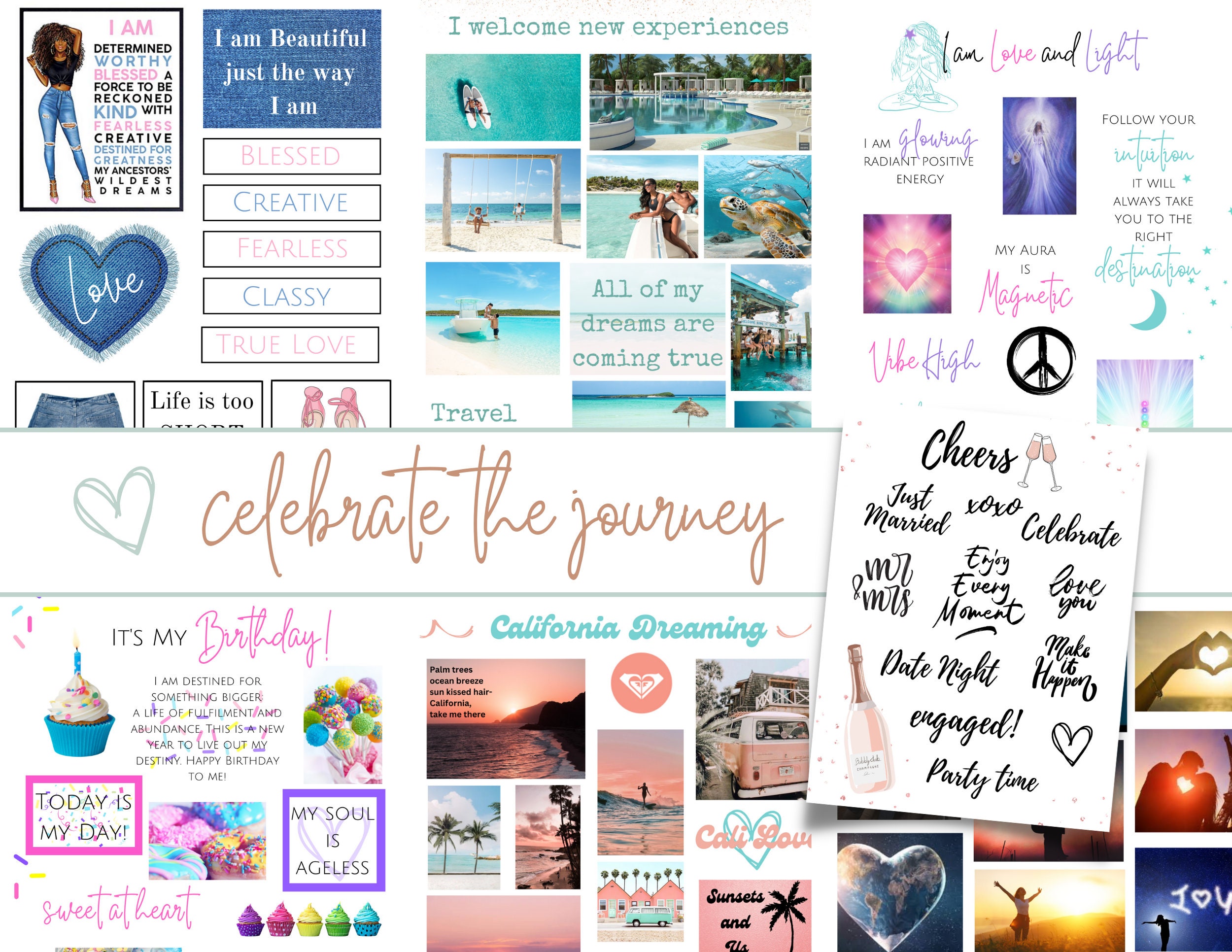 2024 Vision Board Kit Printable, Vision Board With Affirmations