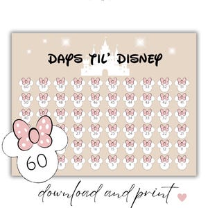 60 Day Countdown to your Magical WDW Vacation, Printable Vacation Countdown, Minnie 60 Day Printable Countdown