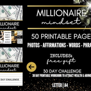 2026 Millionaire Mindset Vision Board Printable Kit With Affirmations ...