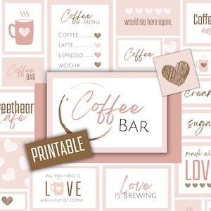Pacote para impressão de placas de café com 50 placas de café e fotos para decorar sua cafeteria, Love is Brewing, placas de café para impressão