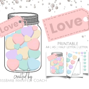 Afdrukbare liefdespot snoephart, perfect voor valentijnsactiviteit, visionboards, dagboekinvoegsel, formaat A4, A5 (letter en halve letter), gratis cadeau
