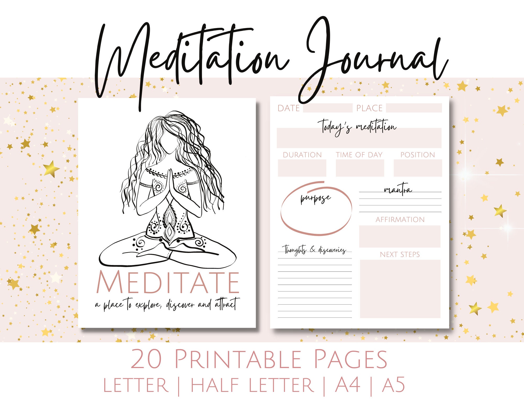 Printable Meditation Journal for Manifesting Your Dream Life - Etsy