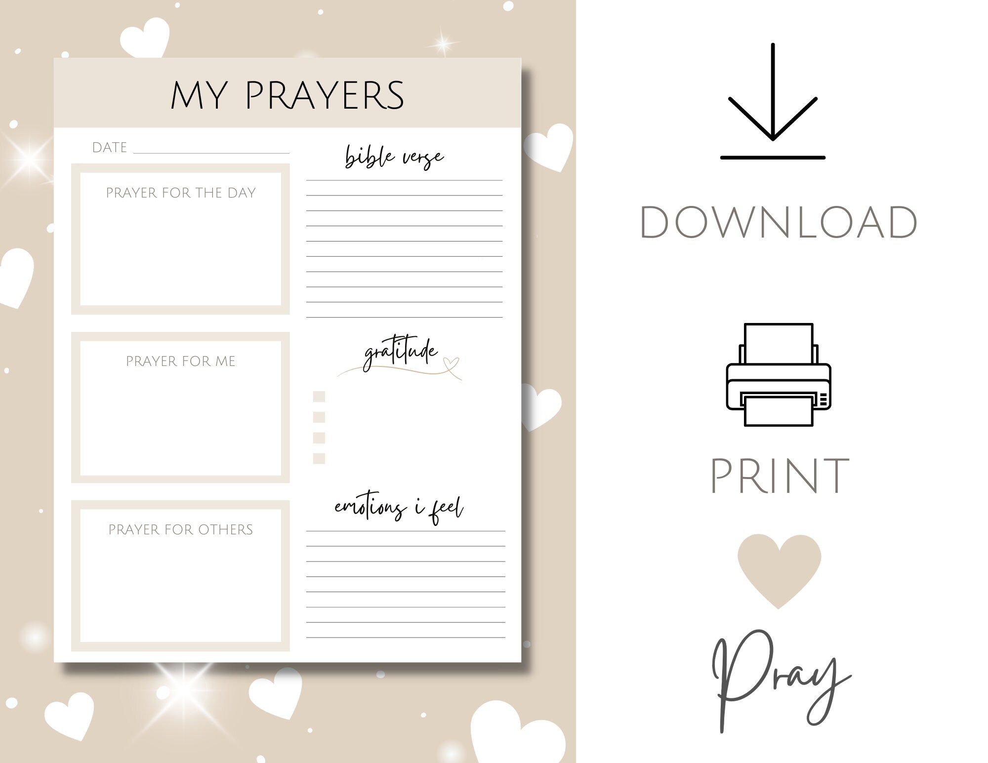 Prayer Journal Printable Bundle With Bible Verse, Gratitude, Prayers ...