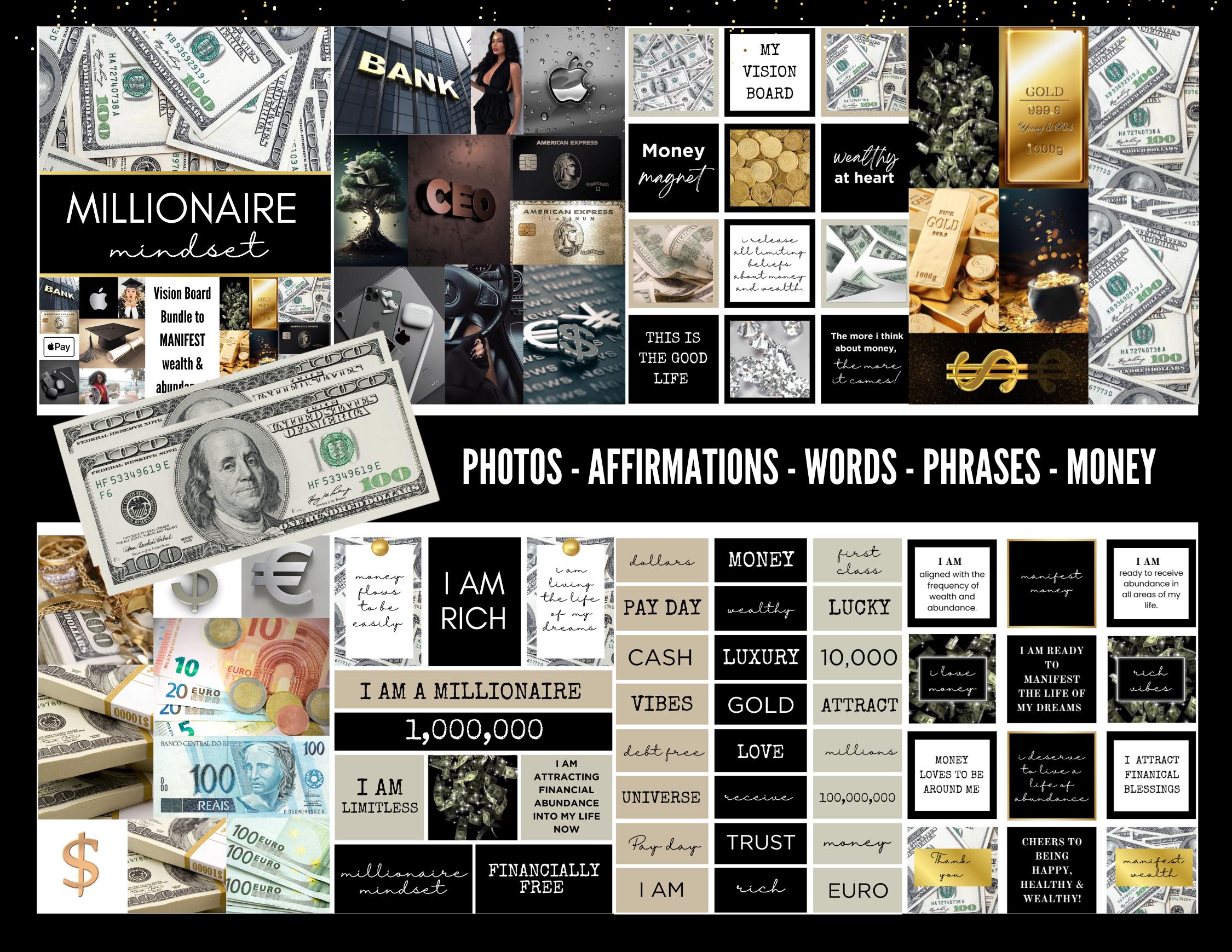 2026 Millionaire Mindset Vision Board Printable Kit With Affirmations ...