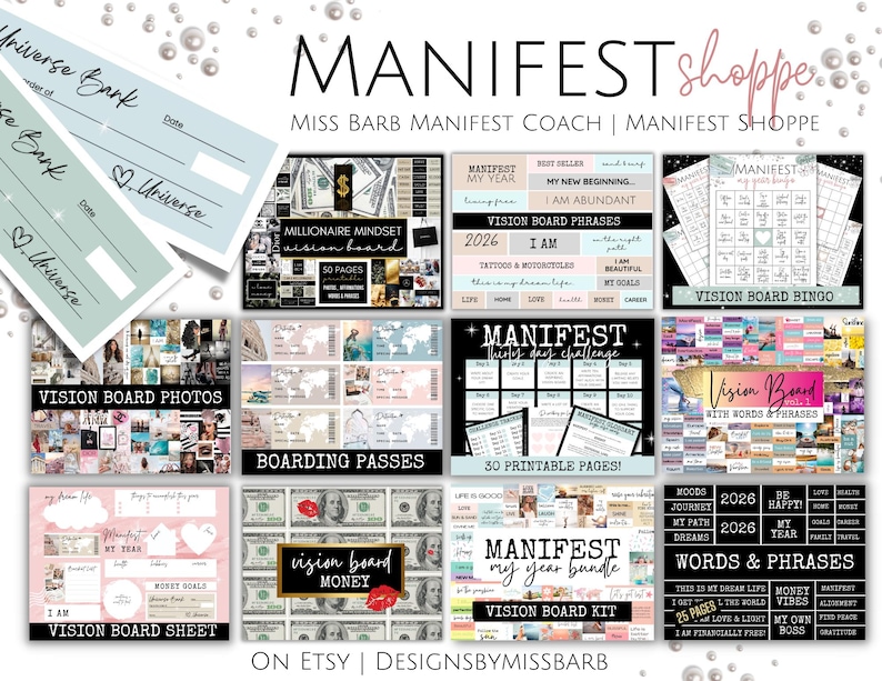 2026 Printable Vision Board Bundle with 2000 Printable Photos, Affirmations, Manifest Checks, I AM Vision Board Kit 60 Printable Pages PDF image 9