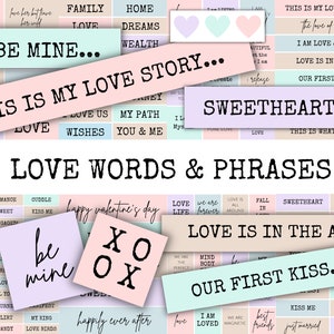 Vision Board LOVE Parole e frasi per attrarre l'amore, Junk Journal Parole d'amore, Vision Board stampabile Parole e frasi