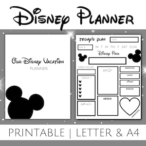 WDW Vacation Day Planner Printable for Planning your Magical Day, Printable Vacation Planner, Mickey Vacation Planner and Organizer