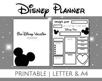 WDW Vacation Day Planner Printable for Planning your Magical Day, Printable Vacation Planner, Mickey Vacation Planner and Organizer