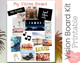 New! 25 Pages | Printable Vision Board Kit | 100's of Printable Photos | Affirmations | Manifest | Abundance Checks | Vision Board | 2022