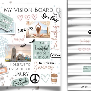New! Manifest Writing Paper and Journal Inserts Printable, Vision Board Journaling Pages, 10 Lined Sheets, US Letter, Half Letter, A4, A5