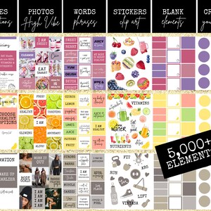 Pu&ograve; includere: Un planner digitale con oltre 5.000 elementi per creare uno stile di vita sano. Il planner include citazioni, foto, parole, adesivi, elementi vuoti e una sezione per creare la tua visione. Il planner presenta un design luminoso e colorato con frutta, verdura e immagini legate al fitness.
