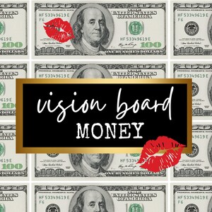 Tablero de visión imprimible DINERO para atraer riqueza, manifestar dinero y abundancia, afirmaciones de dinero para tablero de visión