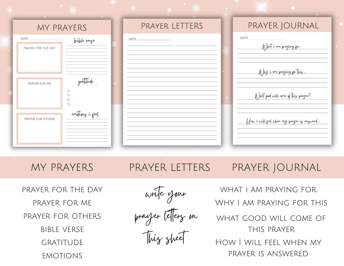 Prayer Journal Printable Bundle With Bible Verse, Gratitude, Prayers ...