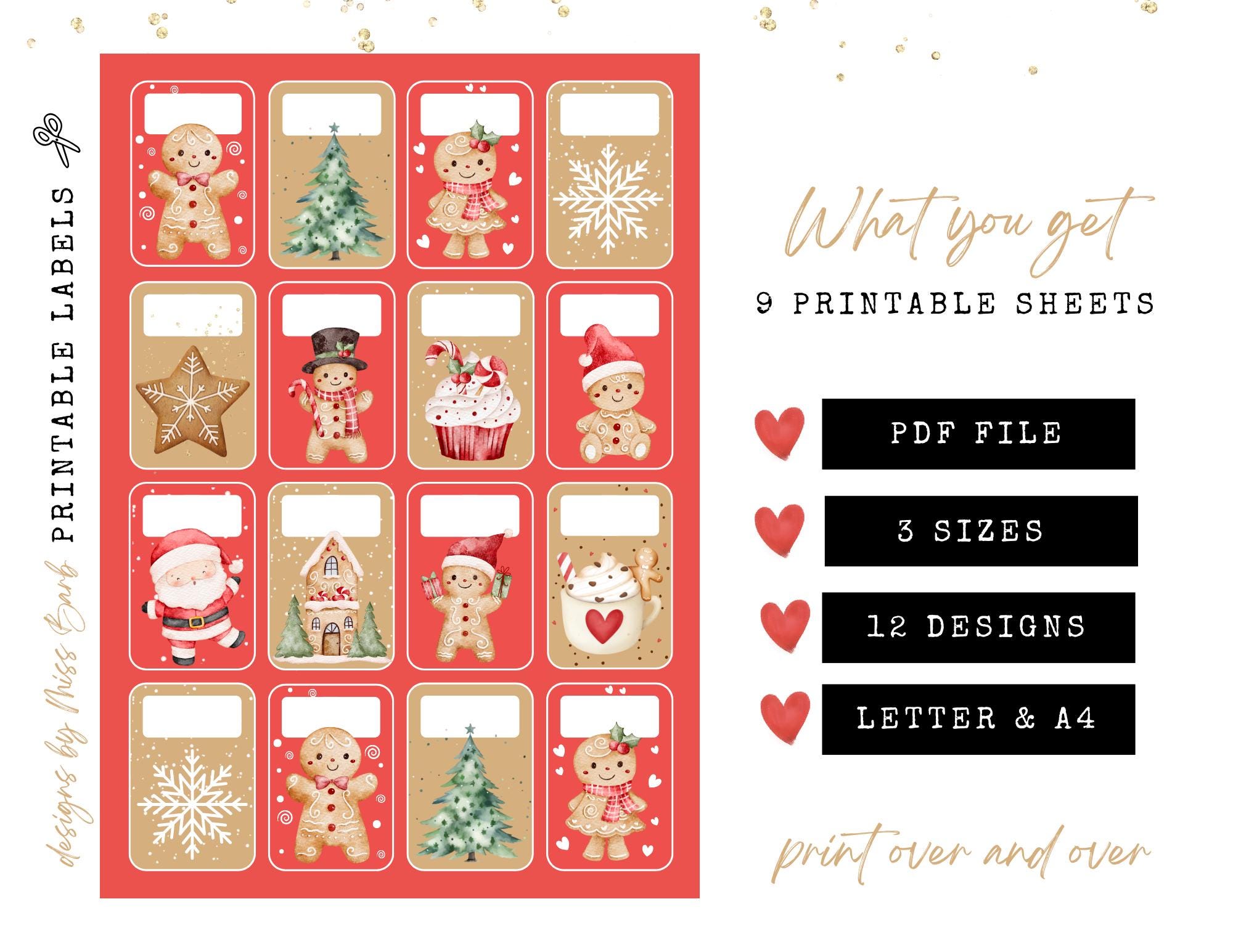 Printable Holiday Gift Tags for Christmas Presents, Printable Sticker ...