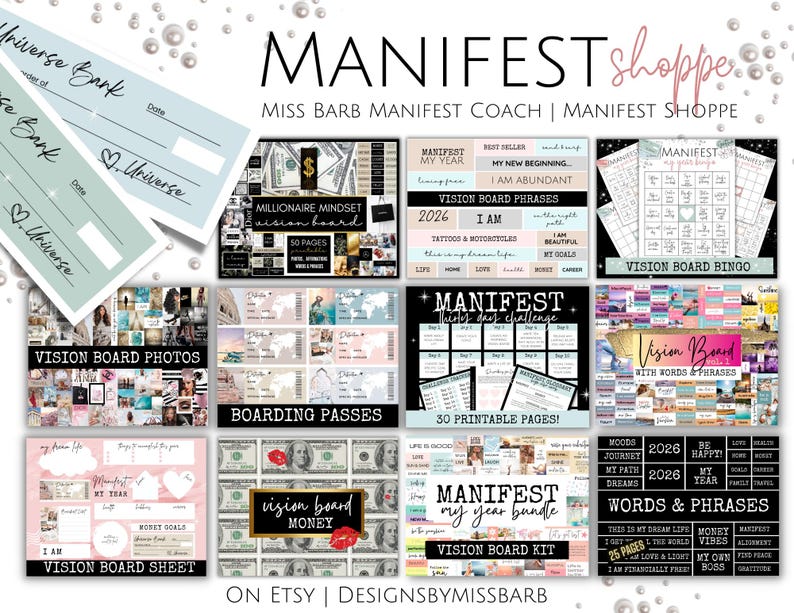 Manifestkit met dagboek, meditaties en manifestactiviteiten, manifesteer uitdaging om overvloed aan te trekken, manifesteer je droomleven afdrukbaar afbeelding 9