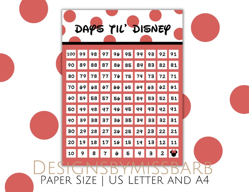 100 Day Printable Vacation Countdown Count Down the Days - Etsy