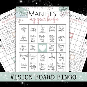 Cartes imprimables de bingo-test Vision Board pour manifester votre vie de rêve, cartes de bingo parfaites pour les fêtes et la planification du Vision Board