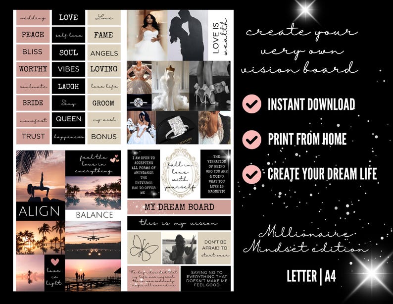 2026 Millionaire Mindset Vision Board Printable Kit With Affirmations ...
