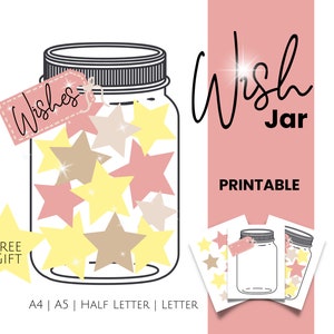 Druckbares Wunschglas für Vision Board und Aktivitäten, Neujahrswünsche, Machen Sie einen Wunsch druckbare Aktivität, A4 A5 Buchstabe, Wunschglas