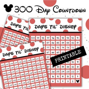 300 Day Vacation Countdown Printable, Countdown the Days Until your Magical Vacation, Mickey Printable PDF