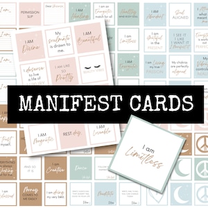 Cartes imprimables Vision Board pour manifester l'abondance, parfaites pour les journaux et les cartes Vision, cartes d'affirmation imprimables
