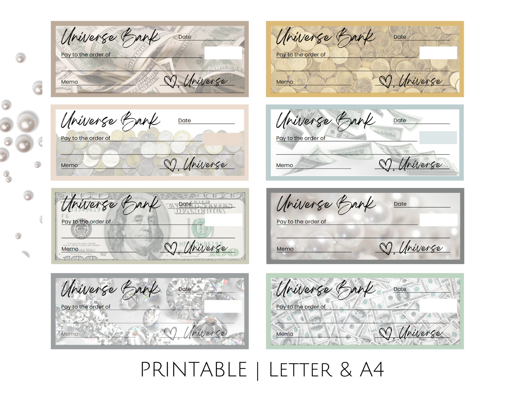 Printable Blank Checks for Manifesting Money, Attract Financial Freedom ...