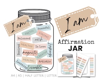 Projet d'affirmation de soi pour l'amour de soi et les rituels de manifestation, feuilles d'affirmation imprimables parfaites pour les tableaux visuels, les enfants et les soins personnels.