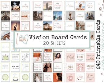 Cartes imprimables Vision Board, 240 cartes à haute vibration pour Vision Board, affirmations I AM et photos édifiantes, 20 pages, PDF