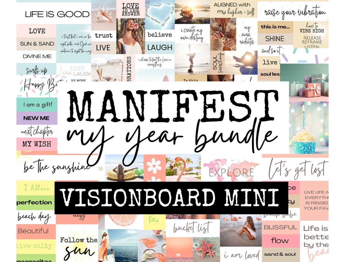 2024 Vision Board Kit for Manifesting Your Dream Life, 50 Printable ...