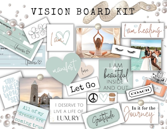 2026 Vision Board Kit Printable, Vision Board with Affirmations, Abundance Checks, Gratitude Jar, 700 Pieces for Manifesting, PDF
