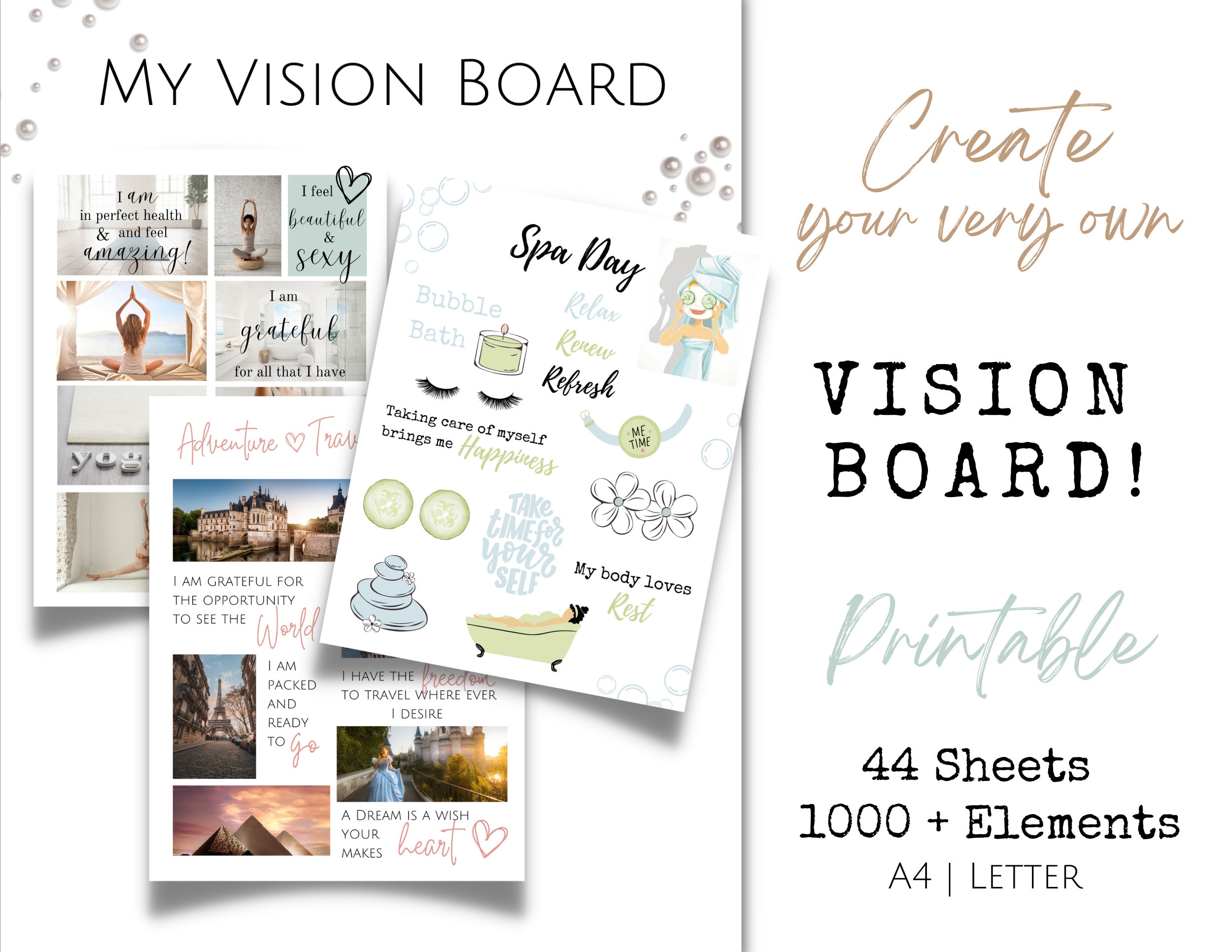 2024 Vision Board Kit With Printable Words, Quotes, Images, Frames,  Backgrounds, Icons, Abundance Cheques More / Updated for 2024 -   Singapore