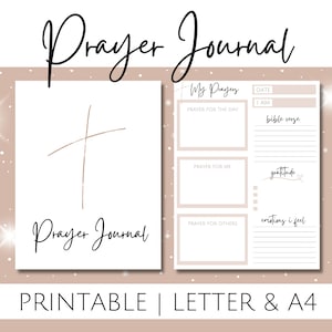 Prayer Journal Printable Template with Bible Verse, Gratitude, Prayers, Bible Study and Daily Prayer Printable Planner for tracking Prayers
