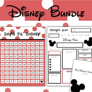 WDW 100 Day Countdown and Day Planner Printable Bundle, Count Down the Days Until your Magical Vacation, Vacation Day Planner and Countdown