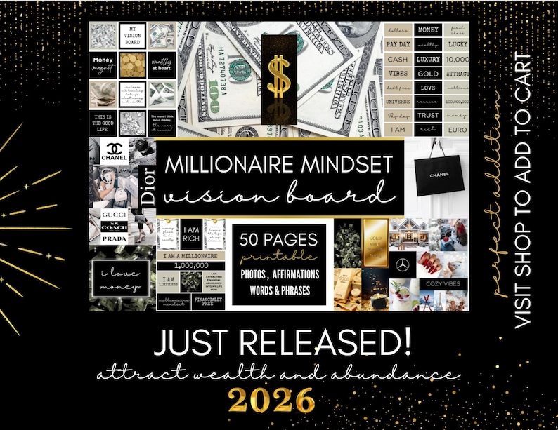 2026 Printable Vision Board Bundle with 2000 Printable Photos, Affirmations, Manifest Checks, I AM Vision Board Kit 60 Printable Pages PDF image 10