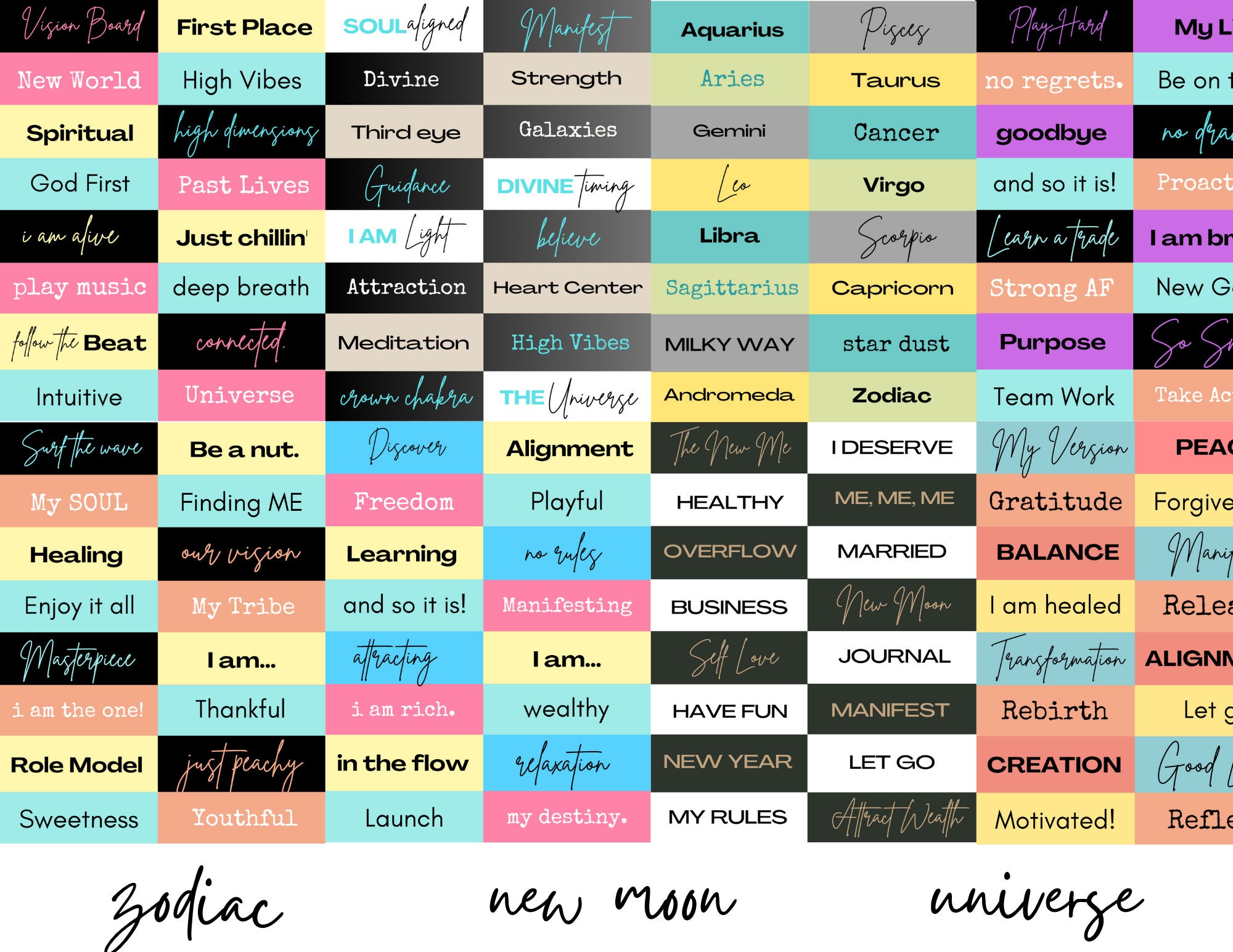 Vision Board Words, Phrases and Affirmations Printable, 2025 My Year ...