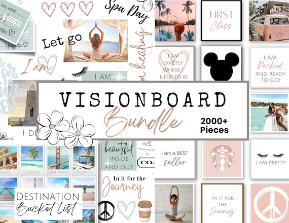 2026 Printable Vision Board Bundle with 2000 Printable Photos, Affirmations, Manifest Checks, I AM Vision Board Kit 60 Printable Pages PDF
