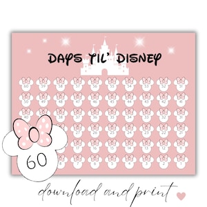 Printable Vacation Countdown, Count Down the Days until your WDW Vacation, Magical Vacation 60 Day Countdown Printable in Size Letter and A4