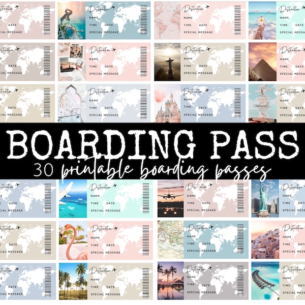 Vision Board Printable Boarding Passes to Manifest Travel and Vacation, Printable Vision Board Add On's for Vacation, Travel, Bucket List