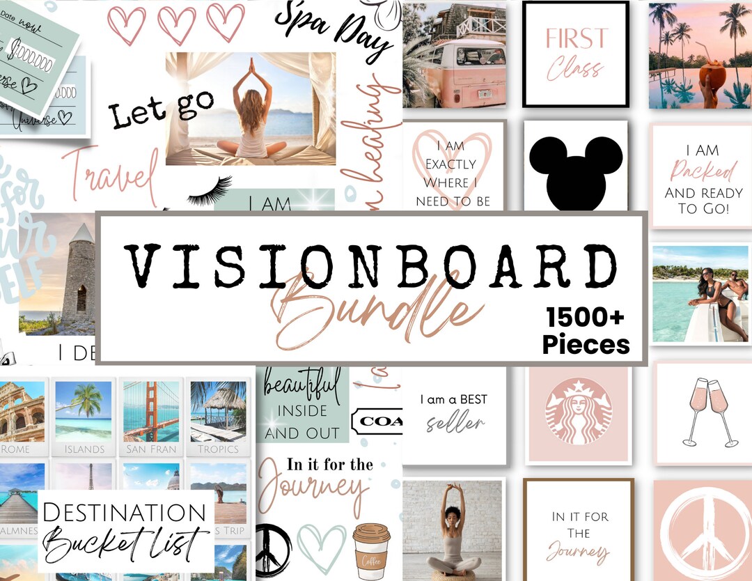 Printable Vision Board Bundle with 1500 Printable Photos, Affirmations ...
